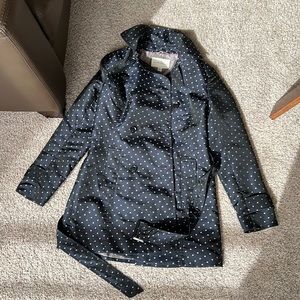 Banana Republic Navy Polkadot Trench Coat